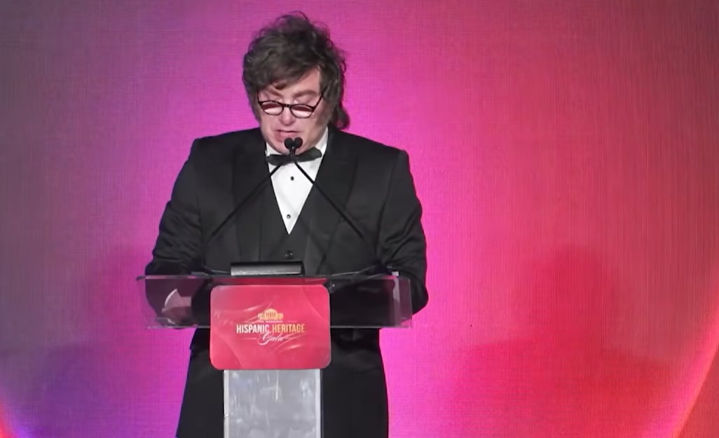 Milei habla en la gala organizada por Latino Wall Street