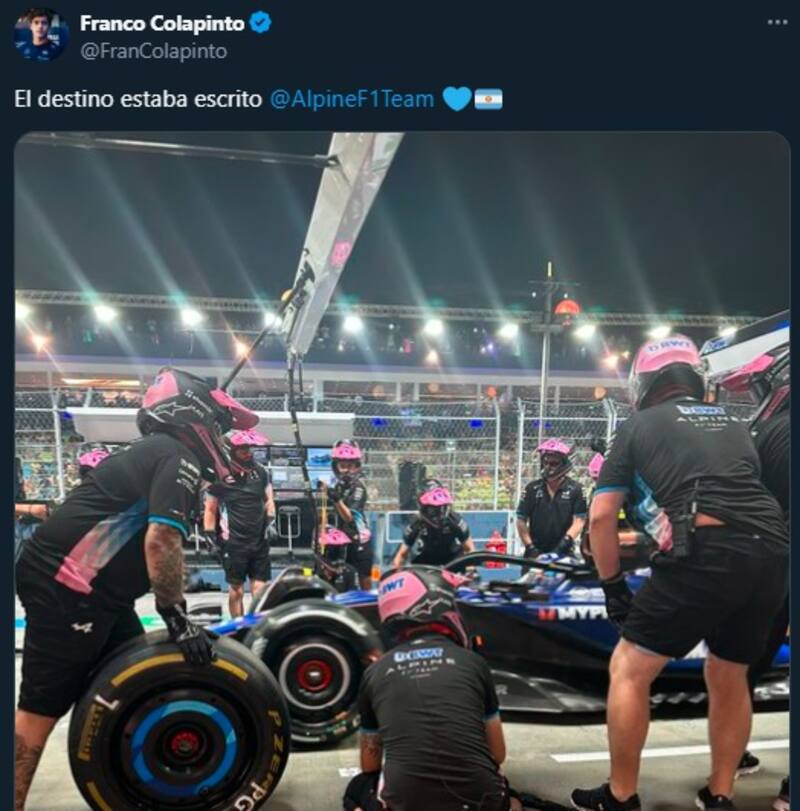 La foto del día en el que Franco Colapinto se confundió de escudería y frenó en la zona de Alpine