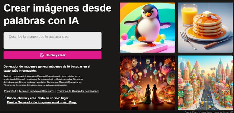 La herramienta de creación de imágenes de Bing es muy fácil de utilizar.