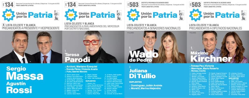 La boleta oficial de Unión por la Patria.