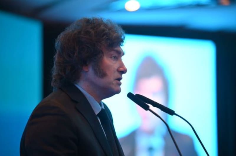 Milei durante su discurso en el IEFA Latam Forum