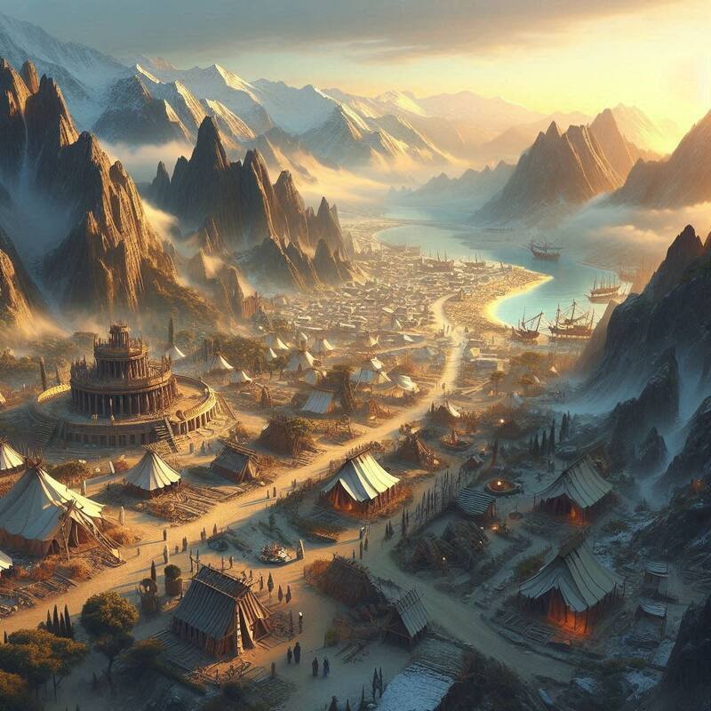 Campamento romano según la IA. Fuente: Bing AI.