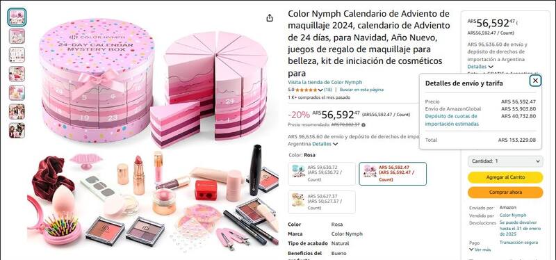 En el caso de los calendarios más económicos, el precio prácticamente se duplica por costos de envío e importación