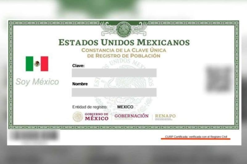Así se ve la CURP certificada oficial. Fuente: CURP