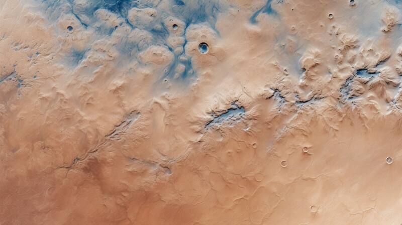 Científicos descubren una zona en Marte con hielo de agua justo debajo de la superficie, ideal para abastecer a las futuras misiones tripuladas. Imagen: Freepik.