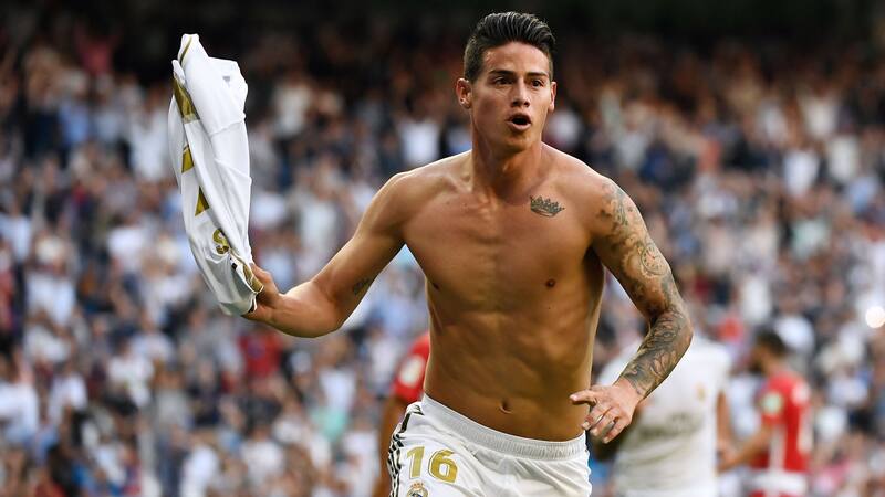 James Rodríguez grita un gol en el Santiago Bernabéu del Real Madrid. El volante ahora suena como refuerzo para el Boca de Juan Román Riquelme.