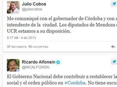 Desde Cobos a D’Elía, los reclamos en Twitter por el caos en Córdoba