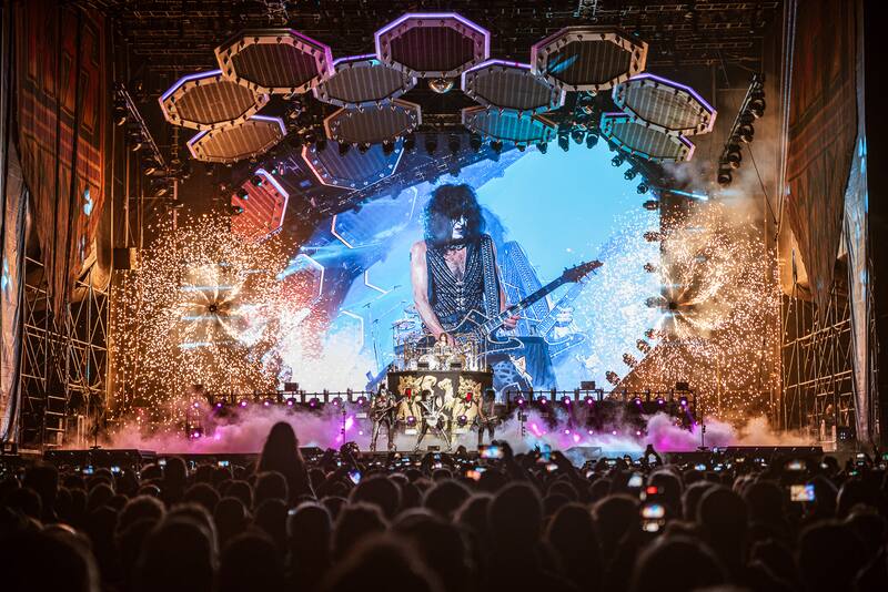 Ante 50.000 personas, Kiss se presentó en la Argentina en abril con su "End Of The Road World Tour" en el Campo Argentino de Polo y Flow lo transmitió por su plataforma. Foto: gentileza Flow.