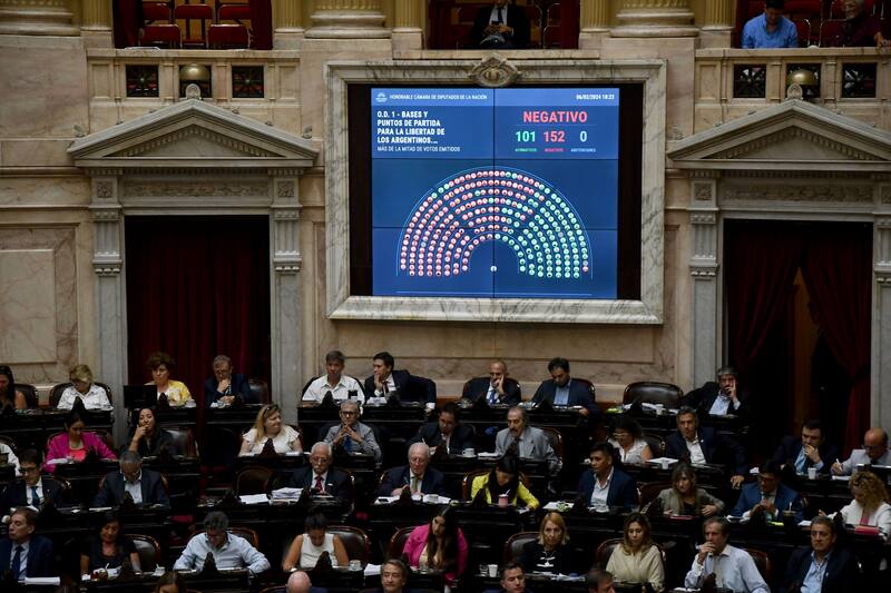 Una de las postales de ayer en Diputados antes del cierre de la sesión.