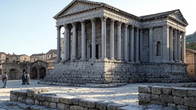 Representación de una basílica romana, edificación que se descubrió en el corazón de Londres.