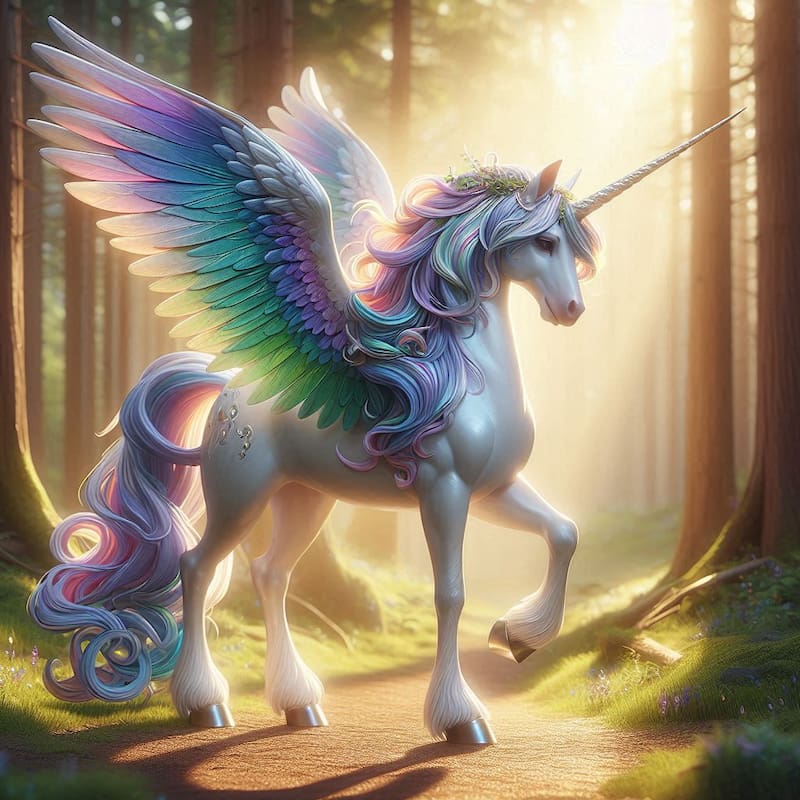 Prototipo mitológico de un unicornio. Fuente: Bing AI.