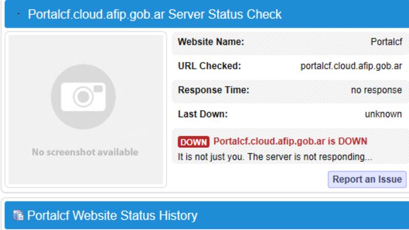 Status del servidor de AFIP: totalmente caído.