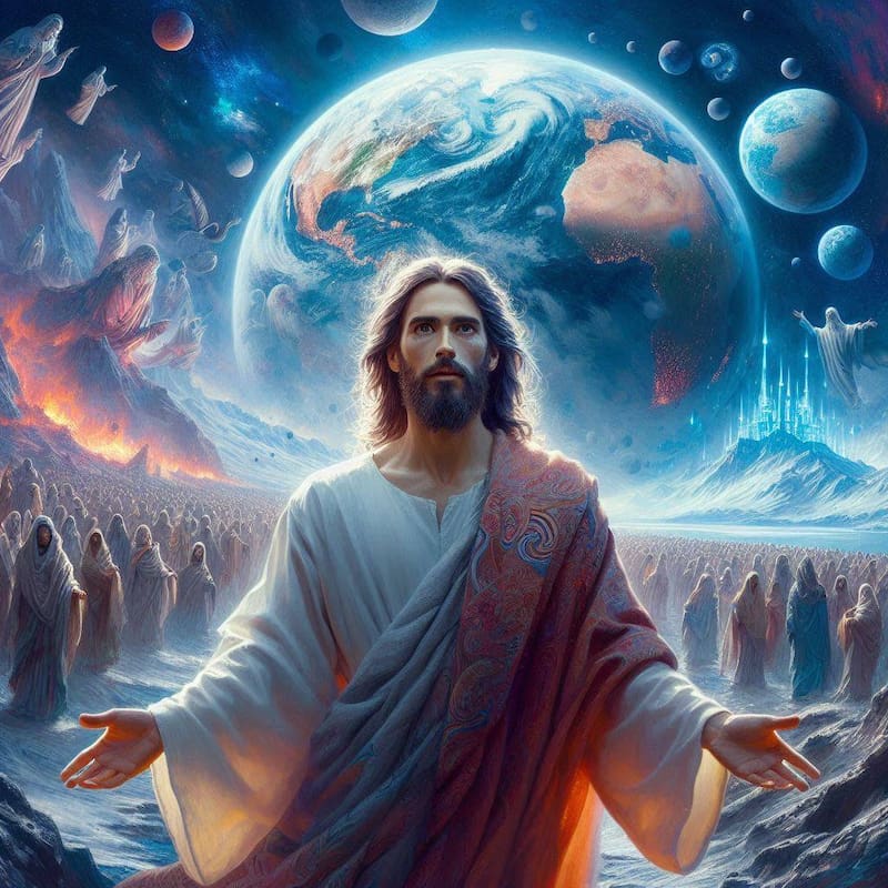 El regreso de Jesús a la Tierra y todos sus seguidores. Fuente: Bing AI.