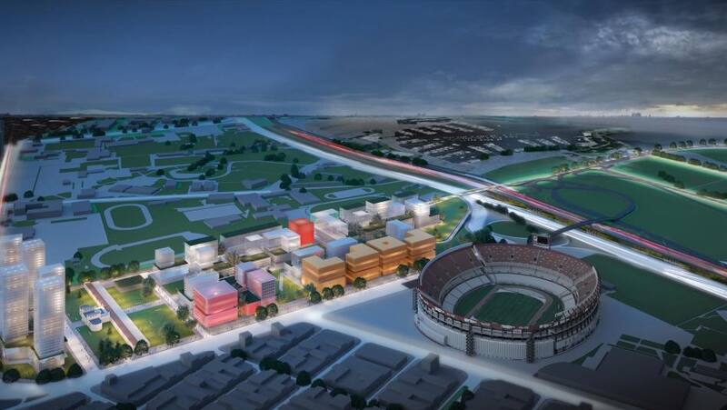 El parque es lindero con la cancha de River