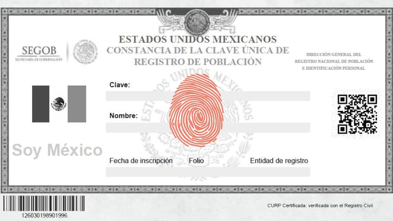 La CURP certificada es un documento esencial en México. Fuente: archivo