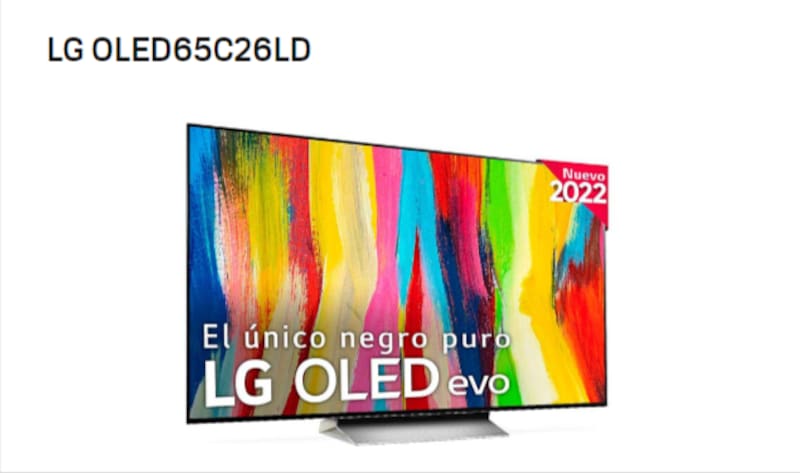LG- TV OLED 164 cm (65'') 4K SmartTV.. Fuente: El Corte Inglés.