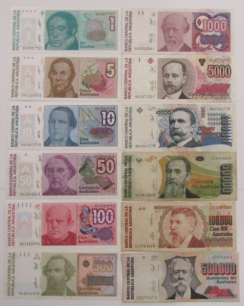 Los australes estuvieron en circulación entre 1985 y 1990. (Foto: ArgCollectibles)