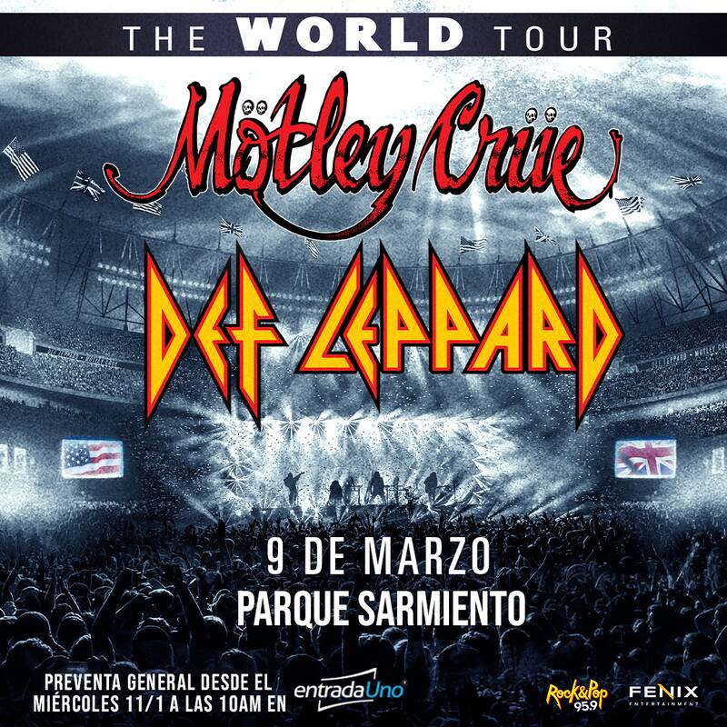 La banda norteamericana Mötley Crüe y el conjunto británico Def Lappard se presentan nuevamente en el que será su tercer show en Argentina.