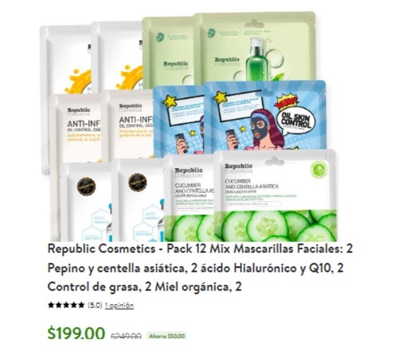 Con ingredientes naturales, este combo es una opción segura y efectiva para el cuidado facial. Fuente: walmart.com.mx