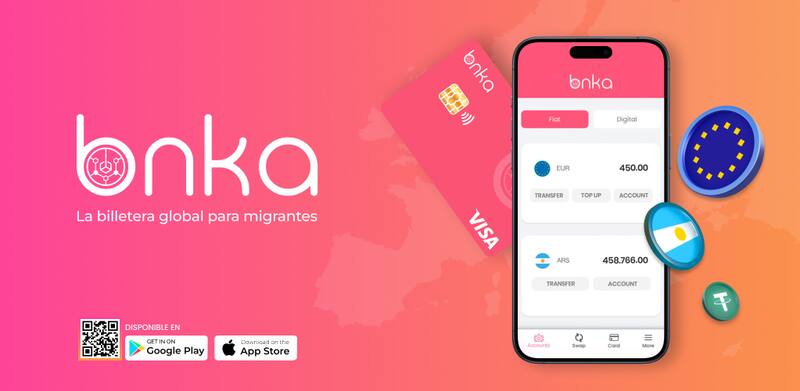 Bnka ofrece una plataforma diseñada para migrantes, nómadas digitales, estudiantes y profesionales que necesitan operar en dos regiones al mismo tiempo. (Imagen: Bnka)