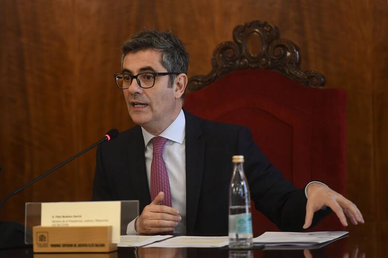 El ministro Félix Bolaños será interrogado por el juez Juan Carlos Peinado el próximo 16 de abril(Fuente: EFE / Miguel Borrás)