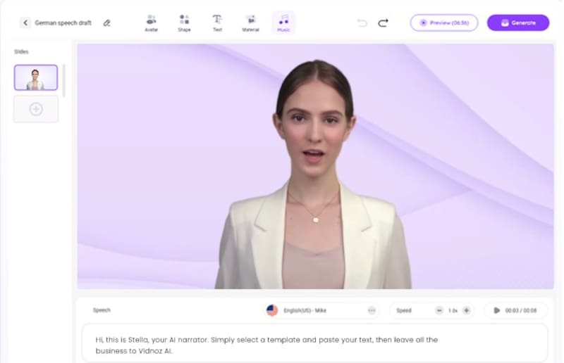 Vidnoz, una de las plataformas más capaces para la creación de videos con inteligencia artificial.