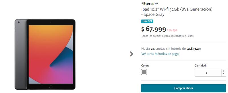 iPad octava generación en Banco Nación.