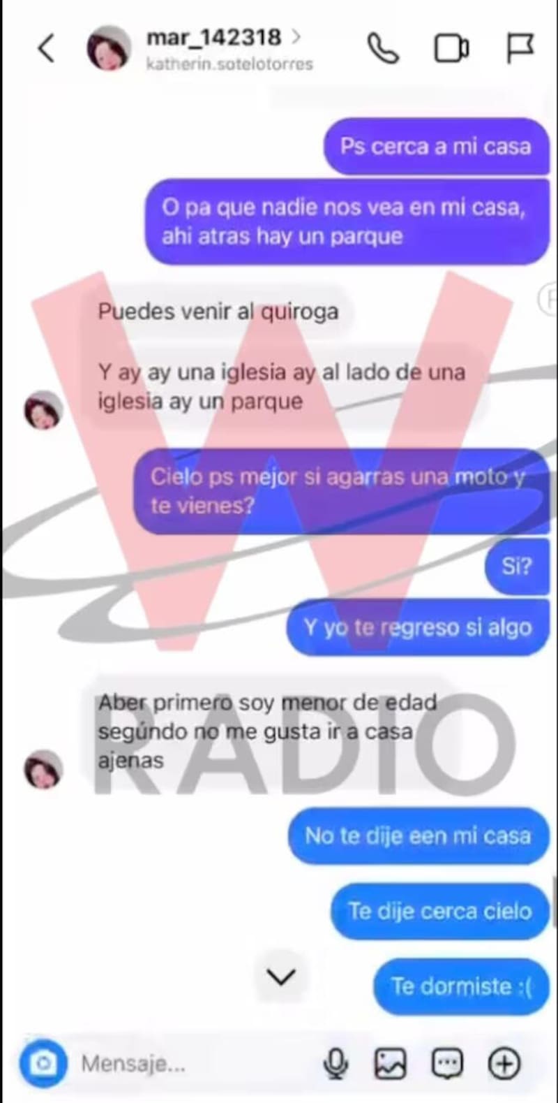 Una conversación entre Rincón y una joven que podría comprometerlo (W Radio).