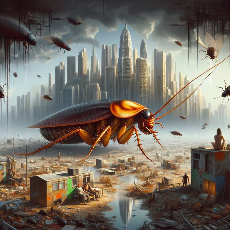 Las cucarachas podrían dominar el mundo en 500 años, según Bard. Fuente: Microsoft Bing.
