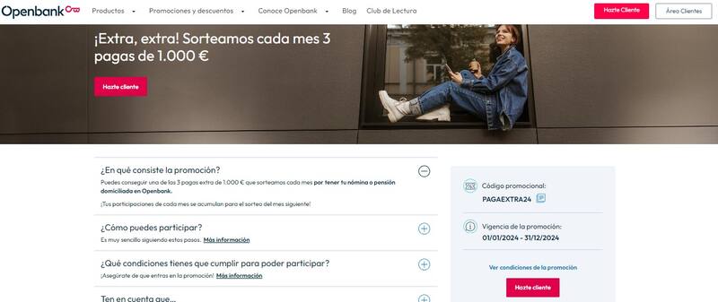 Openbank sortea 3 pagas de 1000 euros a quienes cumplan con este único requisito: ¿cómo participar? (Imagen: captura de pantalla)