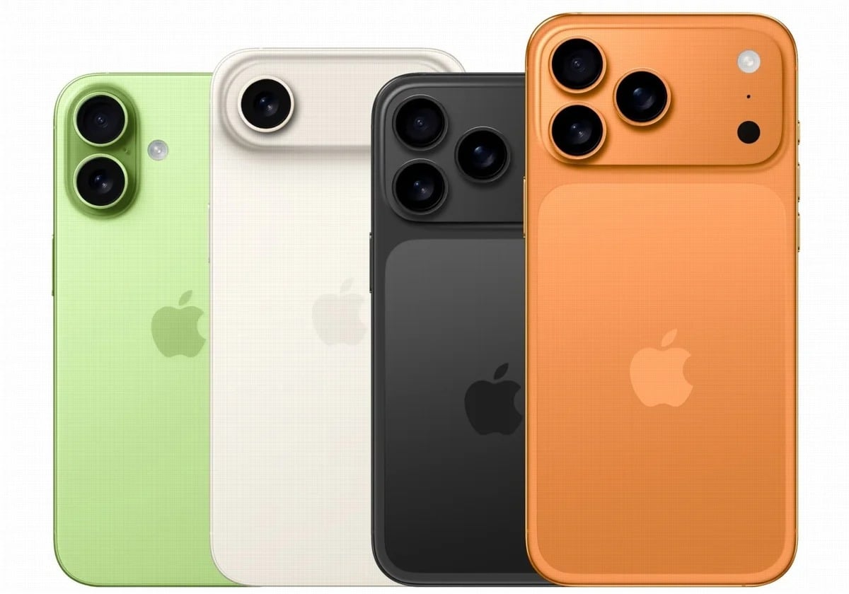 La línea de teléfonos iPhone 17. A la izquierda, el poderoso modelo Pro Max.