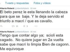 Más tuits polémicos en la cuenta del massista Robertti: ahora tilda a Scioli de "cagón"