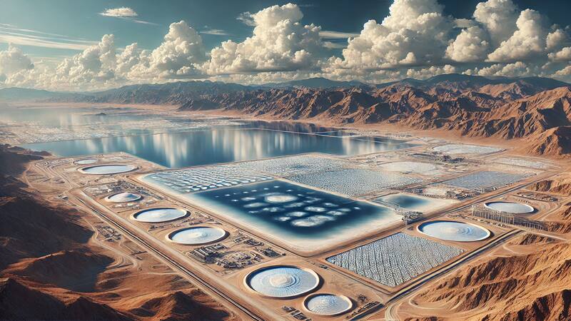 Imagen de un "lago de litio" generada por IA.