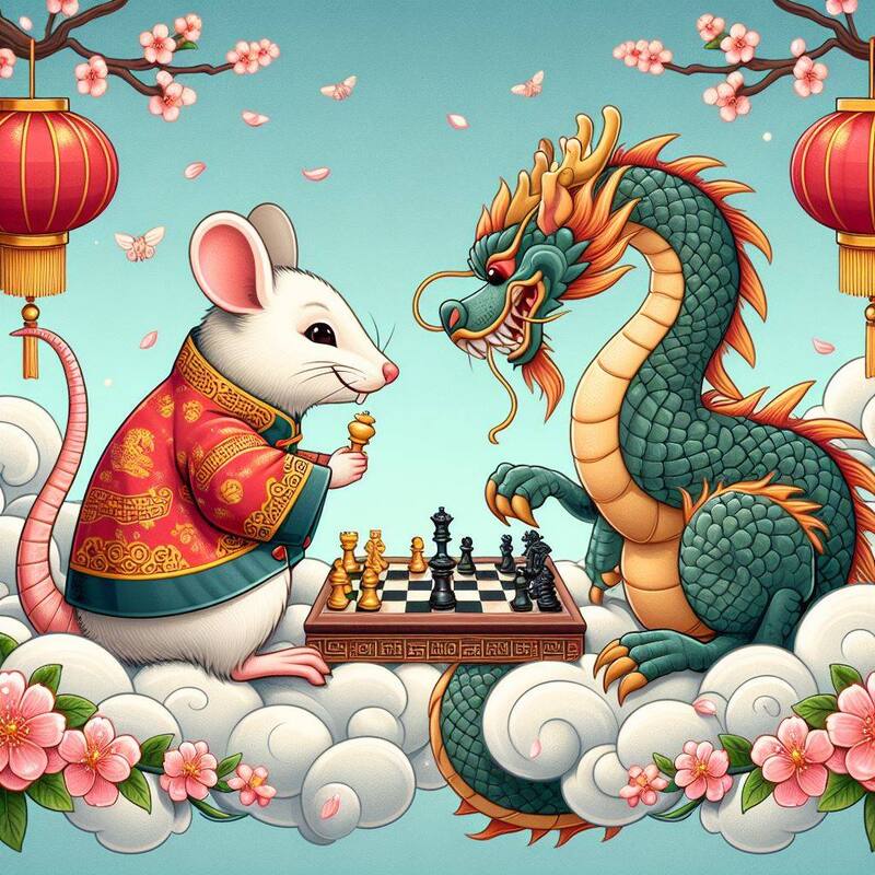 Rata y el Dragón en el Horóscopo Chino. Fuente: Bing AI.