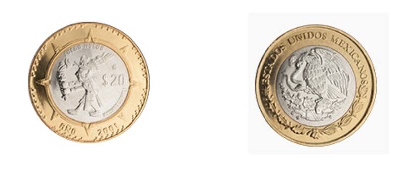 Las monedas de 20 pesos mexicanos se retiran de circulación. Fuente: archivo