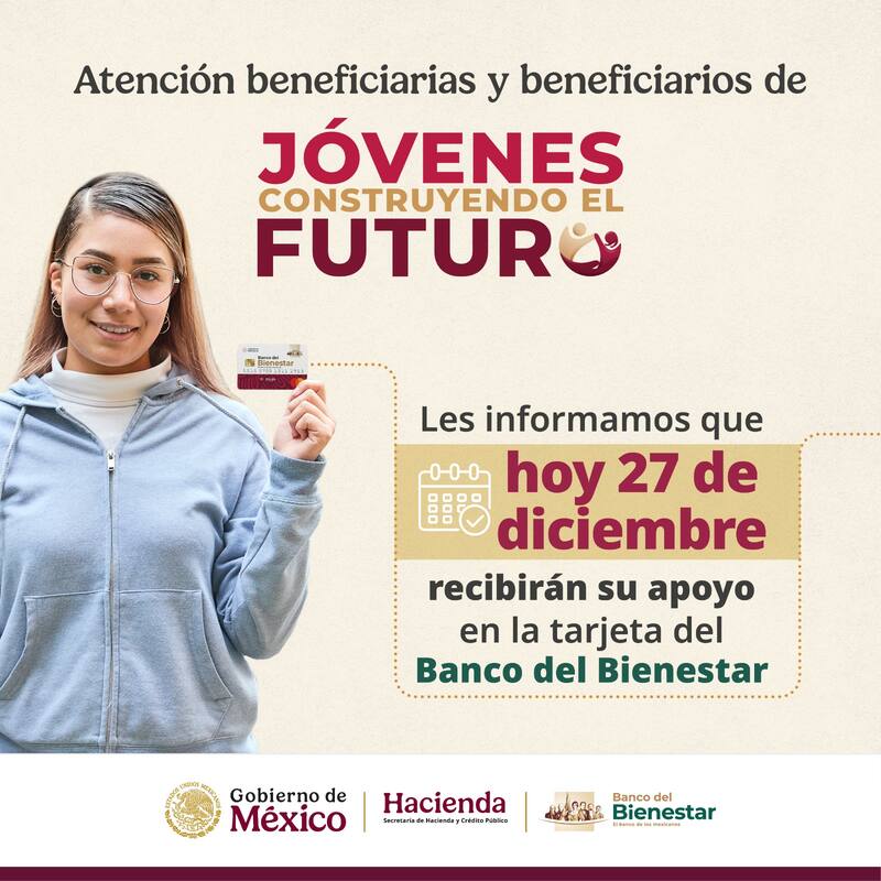Cobro de Jóvenes Construyendo Futuro. Fuente: Gobierno de México.