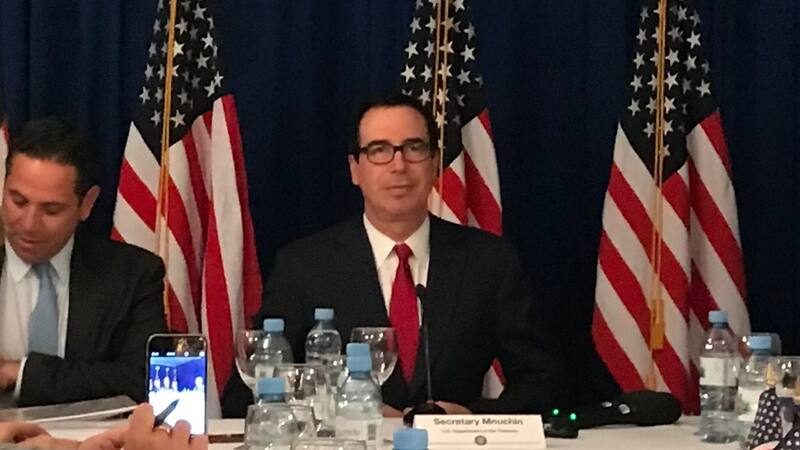 Conferencia de prensa de Steven Mnuchin. Foto: Ariel Cohen