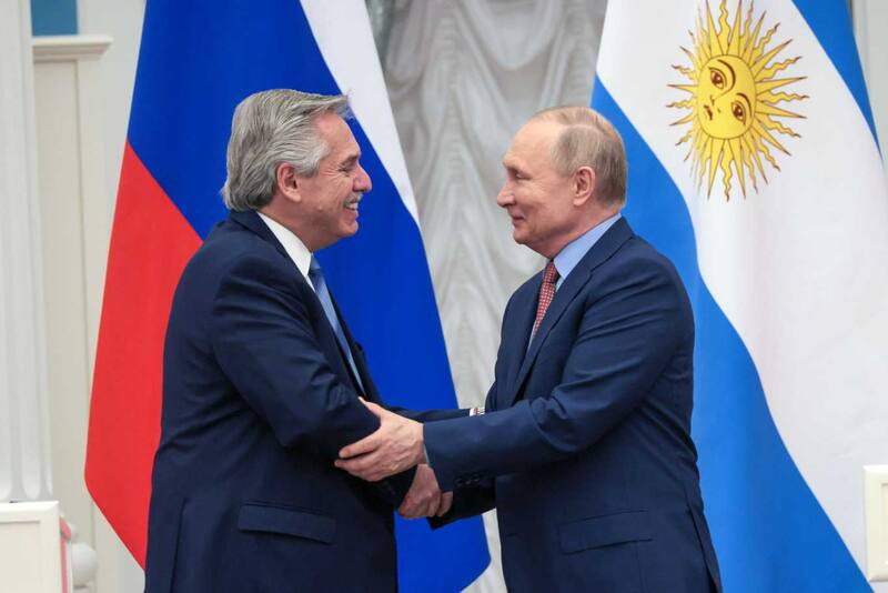 Alberto Fernández y Putin, en el Kremlin antes de la invasión rusa en Ucrania