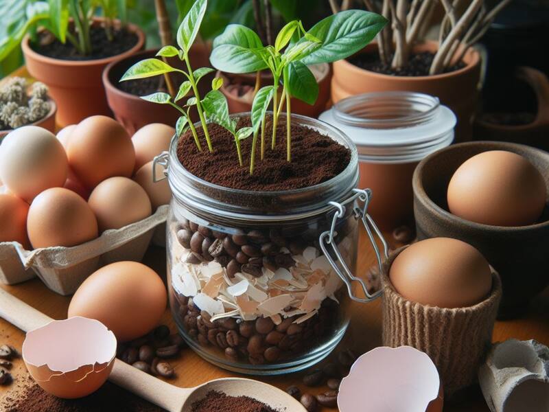 Se puede preparar un abono casero con cáscaras de huevo, café y plátanos. Foto: Bing.