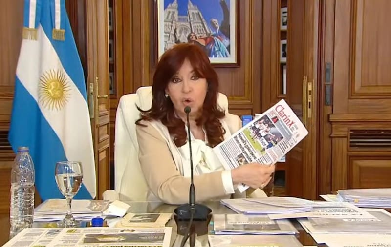 Cristina Kirchner durante su declaración ante el TOF N°2 por la causa Vialidad (Fuente: Archivo).