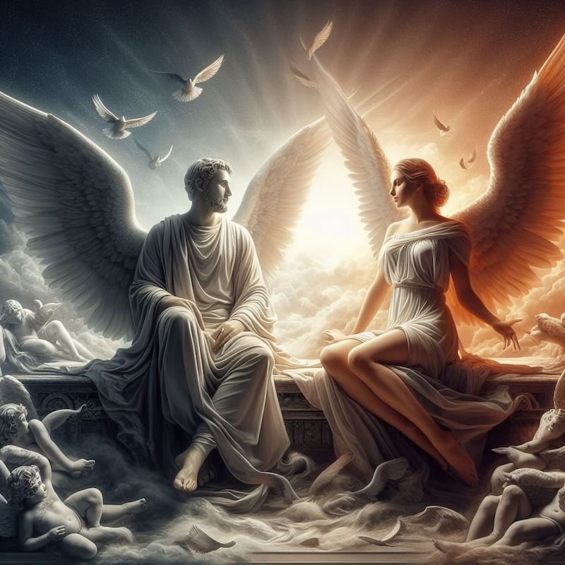 Los seres de luz enviados por Dios. Fuente: Bing AI.