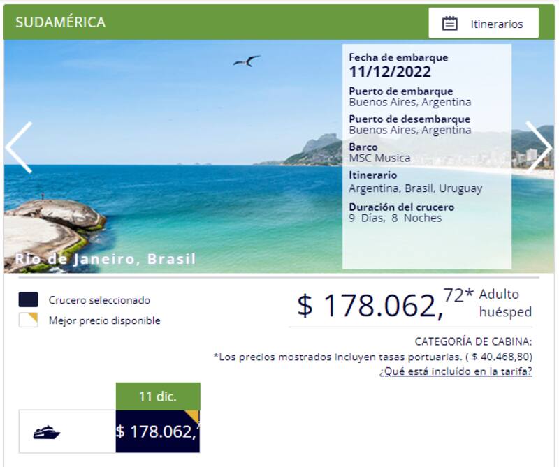 En la web de MSC cruceros podés cotizar tus viajes.