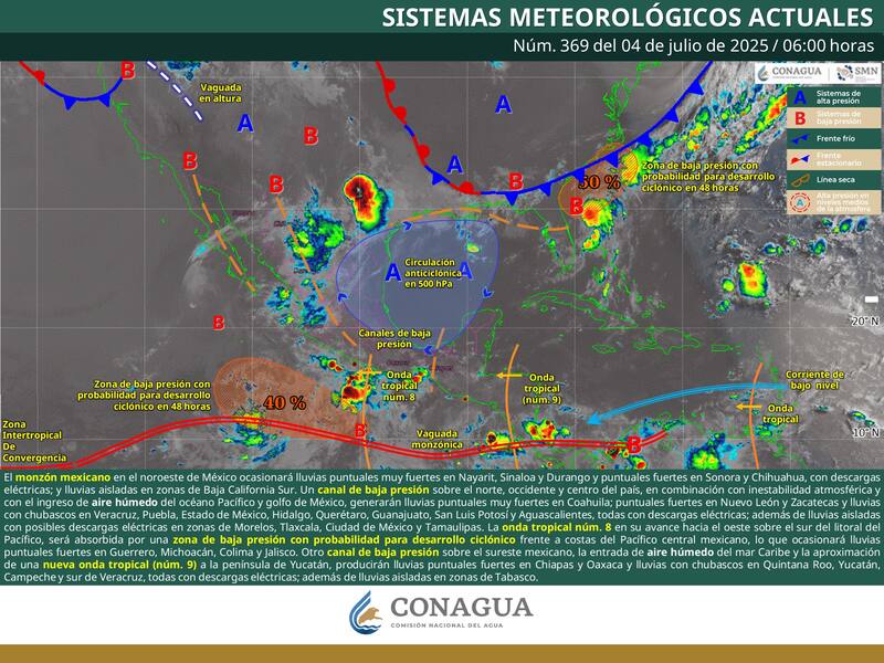 México clima para hoy. Fuente: Conagua.