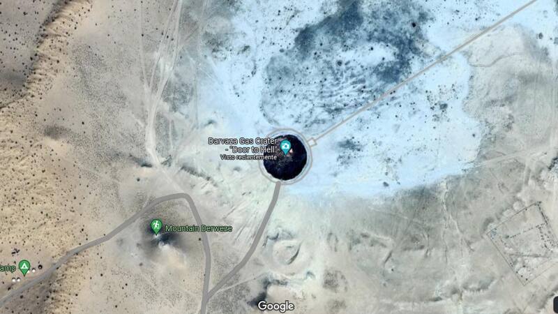 Mirada senital de Las Puertas del Infierno. Fuente: Google Earth.