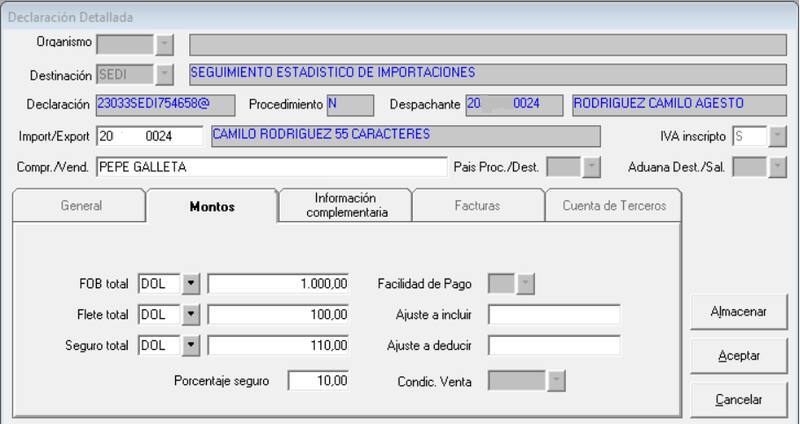 Ilustración 1: Declaración de la carátula SEDI.