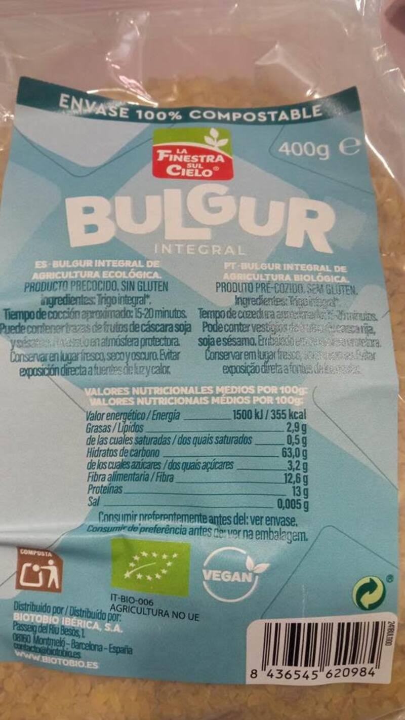 La Aesan alerta de la presencia de gluten sin etiquetar en bulgur integral ecológico. (Fuente: Aesan).