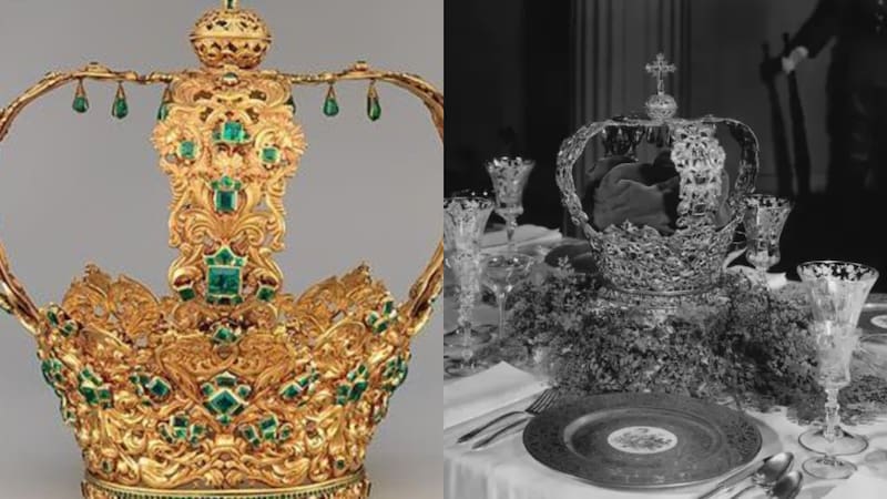 a Corona de los Andes, con más de 2 kilos de oro y 450 esmeraldas colombianas, se exhibe permanentemente en el Metropolitan Museum of Art de Nueva York desde 2015.