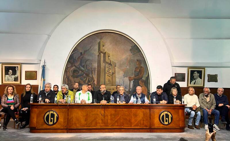 Conferencia de prensa de la CGT en la que evaluó el acatamiento al paro general.