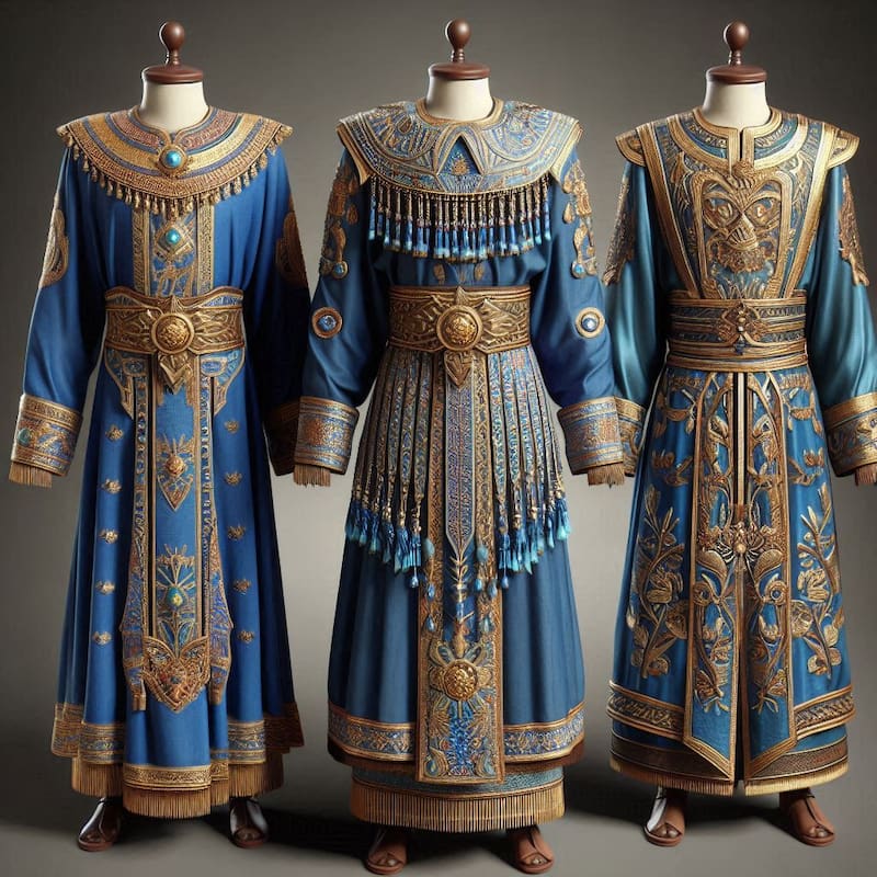 Ropas en color Azul o Tekhelet. Fuente: Bing AI.