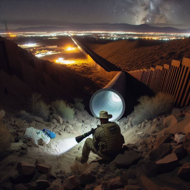 Ilustración de un narcotúnel. Fuente: Bing AI.